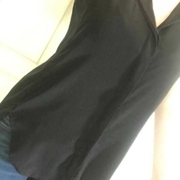 Black Button Down Tank Work Blouse - Picture 1 of 6